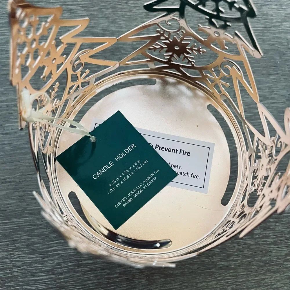 Christmas Tree Metallic Gold Cutout Candle Holder Sleeve